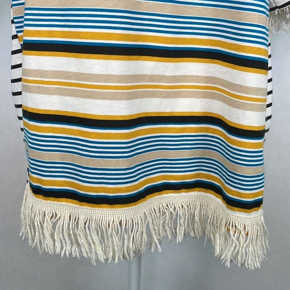 Zara Striped Fringe Short Sleeve T-Shirt. Size Large. - Picture 4 of 12